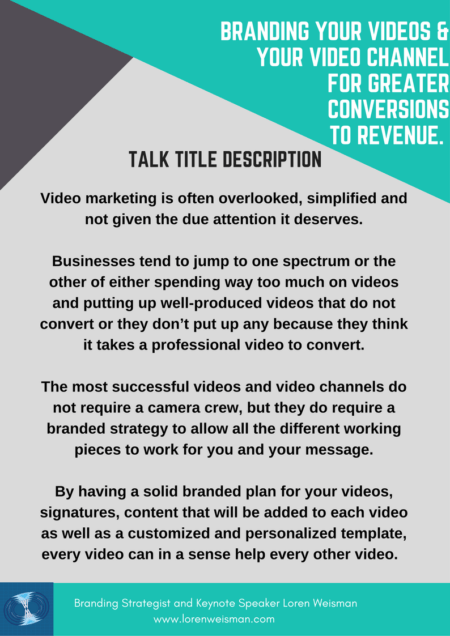 branding your videos and your video channel, overview, keynote speaker