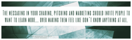 Branding quote on top of a long image of glass windows
