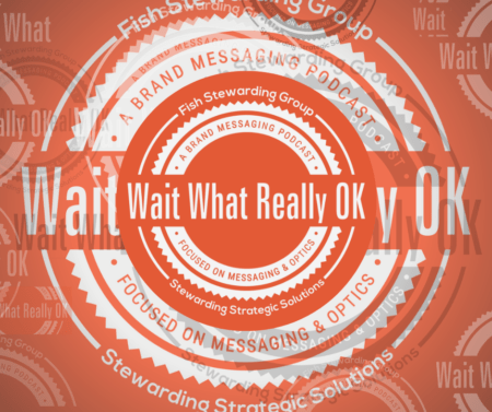 The Wait What Really OK logo on an orange background with a series of smaller Wait What Really OK logos in white, black and gray as watermarks spread out across the image. 