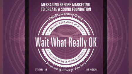 Messaging comes before marketing purple graphic for the Wait What Really OK Podcast Episode