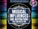 A featured graphic with the outline of the artists guide to success book cover in the background and a blue rectangle in the center with a white border around it with white text that reads Musical influences and inspirations that impacted me. Above is the FSG Logo as well as a center text that reads Brand Messaging Strategist Loren Weisman. The blue rectangle is surrounded by a white Fish Stewarding Group logo watermark.
