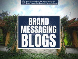 Garden and pergola image with the center text that reads brand messaging blogs.