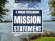 A lake with clouds in the background and a title that reads brand messaging mission