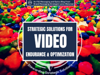A featured graphic with a colorful rock background background and a white centered title that reads Strategic solutions for video solutions. Above is the FSG Logo as well as a center text that reads Brand Messaging Strategist Loren Weisman.