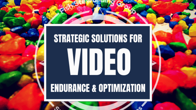 A featured graphic with a colorful rock background background and a white centered title that reads Strategic solutions for video solutions. Above is the FSG Logo as well as a center text that reads Brand Messaging Strategist Loren Weisman.