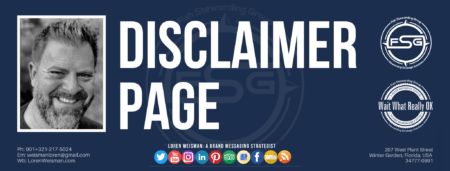 Header graphic with text that reads Disclaimer Page in blue.